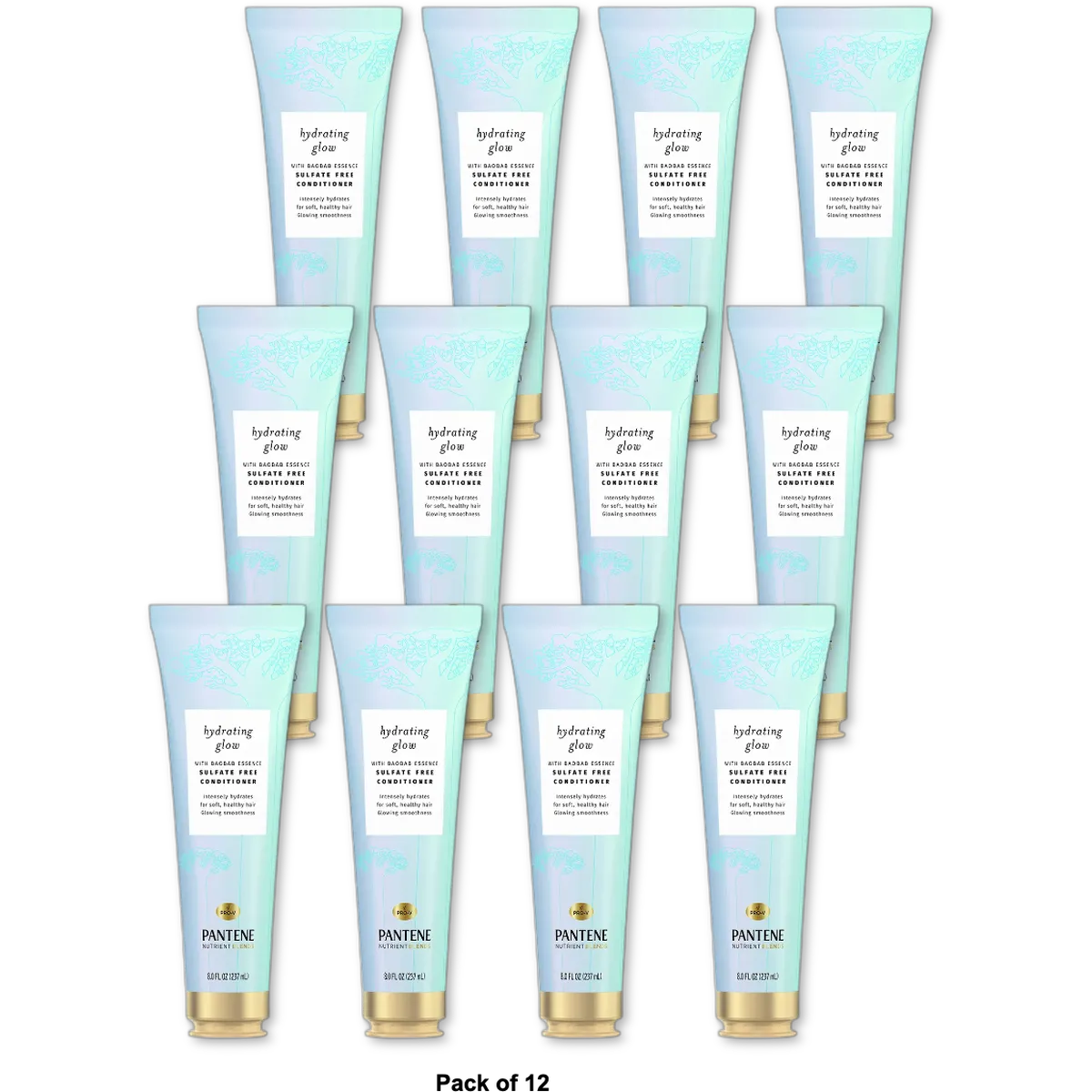 Pantene Pro V Hydrating Glow Sulfate Free Conditioner 8Oz (Pack of 12)