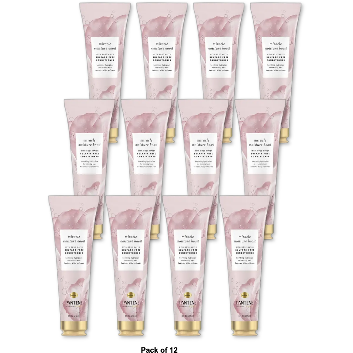 Pantene Pro V Nutrient Blends Miracle Moisture Boost Conditioner Rose Water 8Oz (Pack of 12)