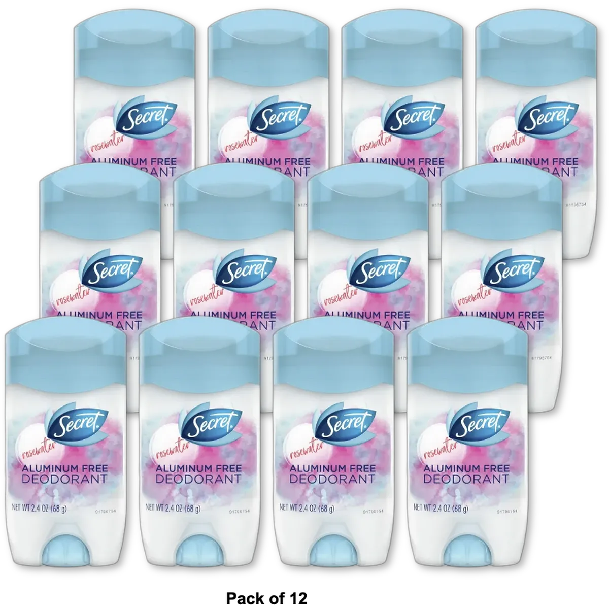 Secret Aluminum Free Deodorant for Women Coconut 2.4Oz (Pack of 12)