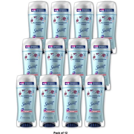 Secret Aluminum Free Deodorant for Women Real Rose 2.4Oz (Pack of 12)