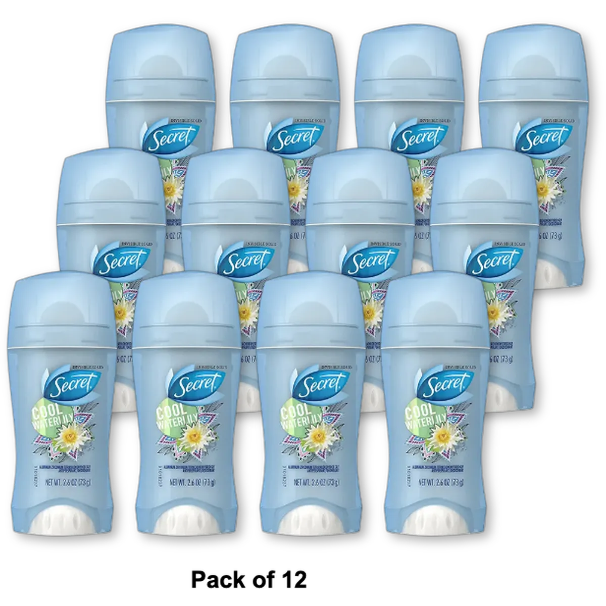 Secret Fresh Antiperspirant And Deodorant Invisible Solid Cool Waterlily 2.6Oz (Pack of 12)