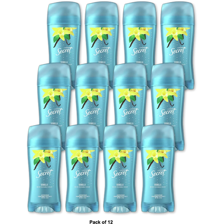 Secret Invisible Solid Antiperspirant Deodorant Vanilla Scent 2.6Oz (Pack of 12)