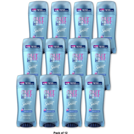 Secret Outlast Antiperspirant Deodorant Invisible Solid Completely Clean 2.6Oz (Pack of 12)