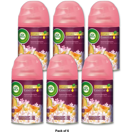 Air Wick Life Scents Freshmatic Ultra Refill Air Freshener Spray Summer Delights 6.17Oz (Pack of 6)