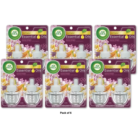 Air Wick Life Scents Scented Oil Plug In Air Freshener Refills Summer Delights 0.67Oz (Pack Of 6)