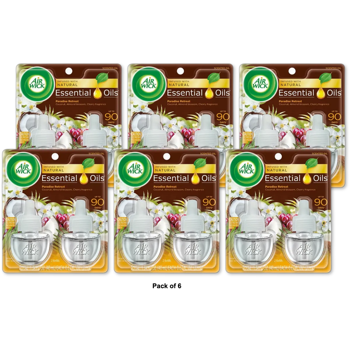 Air Wick Plug In Scented Oil Refill Paradise Retreat Air Freshener 1.34Oz (Pack Of 6)