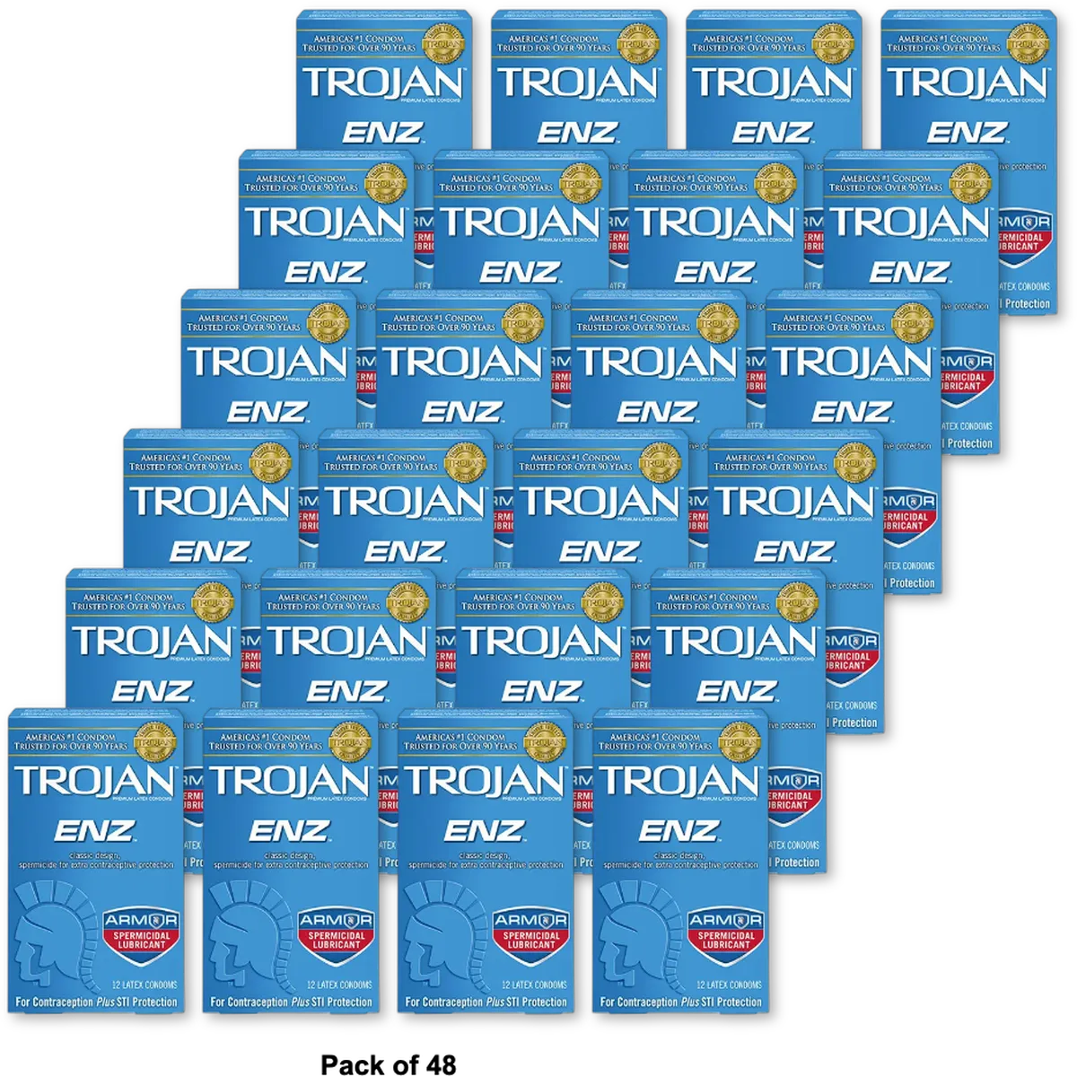 Trojan-Enz Spermicidal Lubricant Condoms 5.6Oz (Pack Of 48)