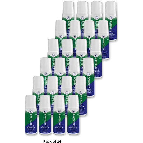 Biofreeze Menthol Overnight Pain Relief Roll-On Back Knee Muscle Joint and Arthritis Pain Relievers 2.5Oz (Pack of 24)