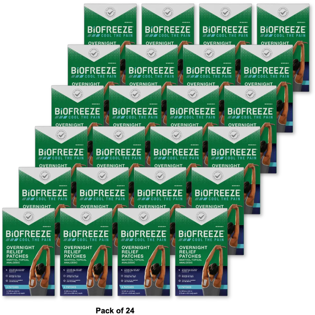 Biofreeze Overnight Joint and Muscle Pain Relief Patches 4oz (Pack of 24)