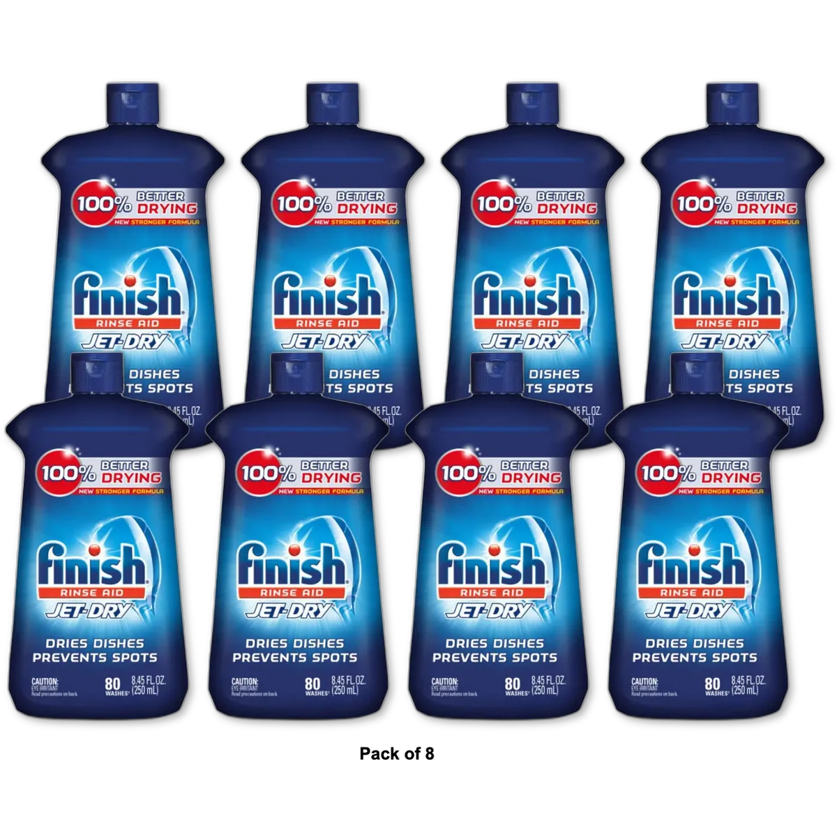 Finish Rinse Aid Jet-Dry Prevents Spots Dishwasher 8.45Oz (Pack of 8)