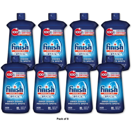 Finish Rinse Aid Jet-Dry Prevents Spots Dishwasher 8.45Oz (Pack of 8)