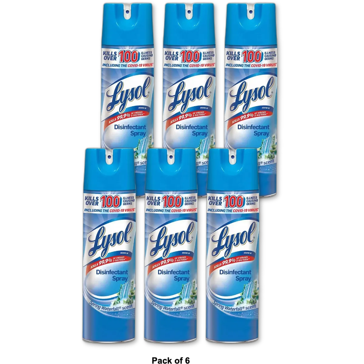 Lysol Disinfect Spray With Spring Waterfall Scent 19Oz (Pack of 6)