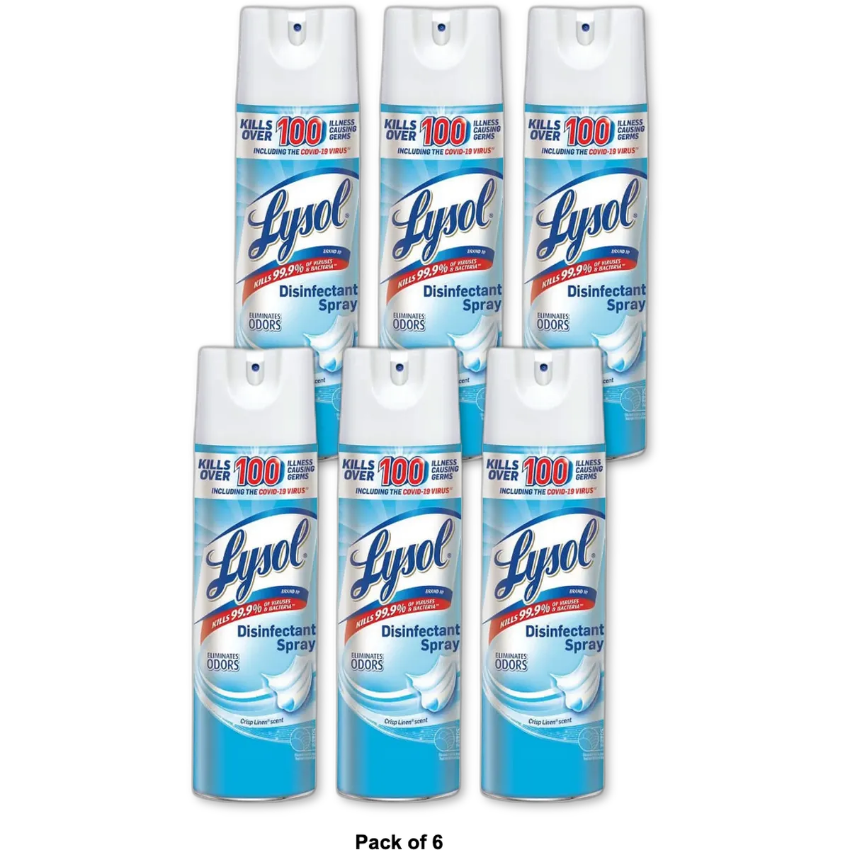 Lysol Disinfectant and Antibacterial Spray Crisp Linen Scent 19Oz (Pack of 6)