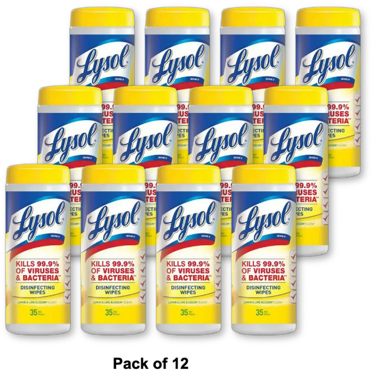 Lysol Disinfecting Wipes Citrus Scent35 Wipes 27.04oz (Pack of 12)
