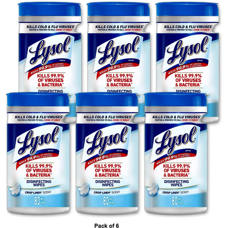 Lysol Disinfecting Wipes Crisp Linen 22.4oz (Pack of 6)