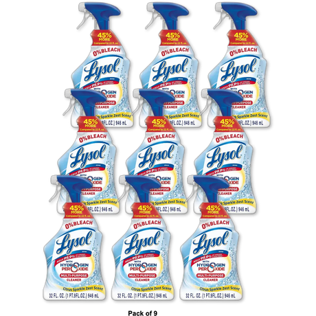Lysol Multi Purpose Cleaner Spray For Cleaning and Disinfecting Bleach Free Citrus Scent 32Oz (Pack of 9)