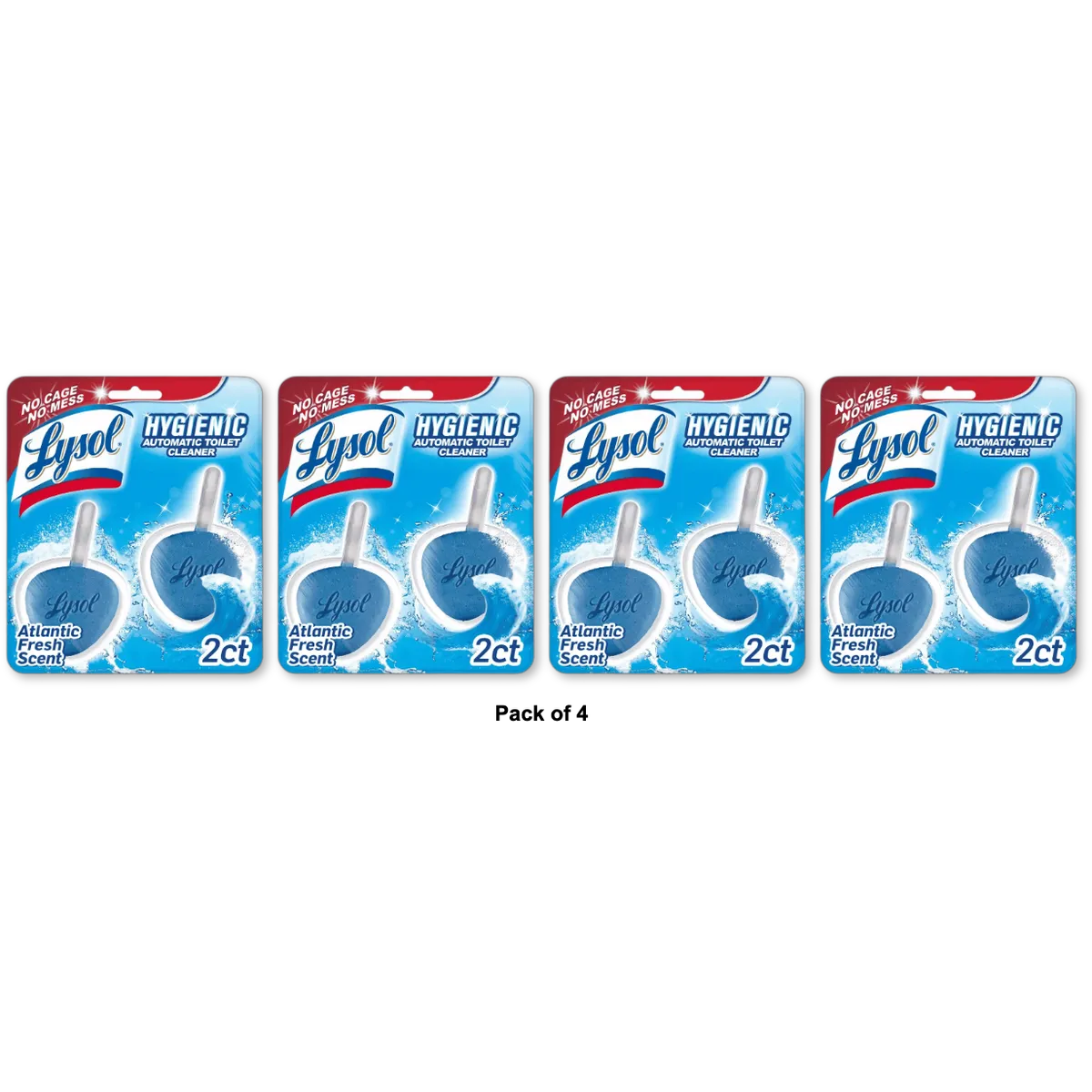 Lysol No Mess Automatic Toilet Bowl Cleaner Spring Waterfall 1.41Oz (Pack Of 4)