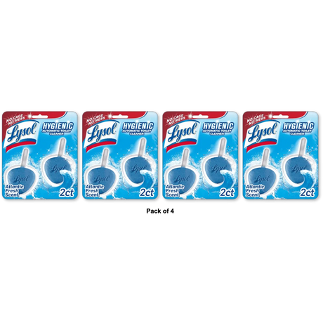 Lysol No Mess Automatic Toilet Bowl Cleaner Spring Waterfall 1.41Oz (Pack Of 4)