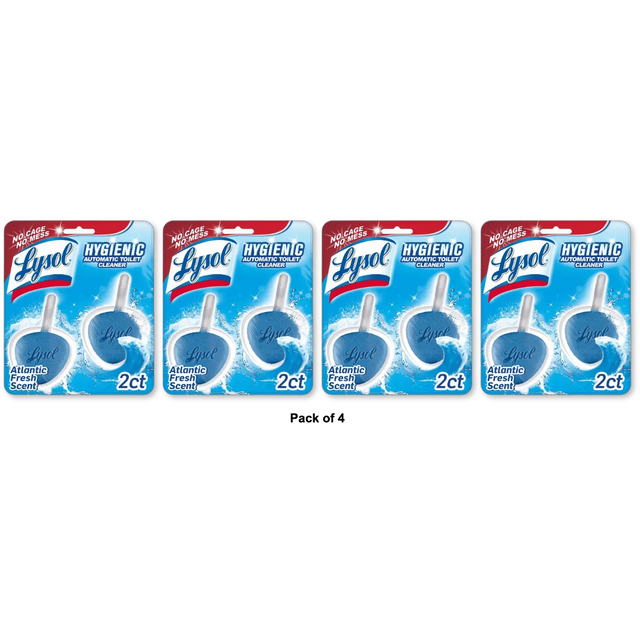 Lysol No Mess Automatic Toilet Bowl Cleaner Spring Waterfall 1.41Oz (Pack Of 4)