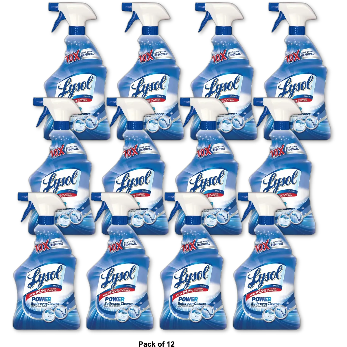 Lysol Power Foaming Cleaning Spray for Bathrooms 32Oz (Pack of 12)