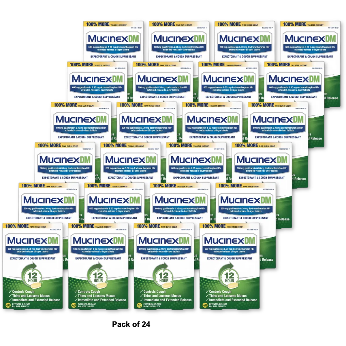 Mucinex Dm Guaifenesin Cough Suppressant Extended Release Tablets 600 Mg 0.07Oz (Pack Of 24)