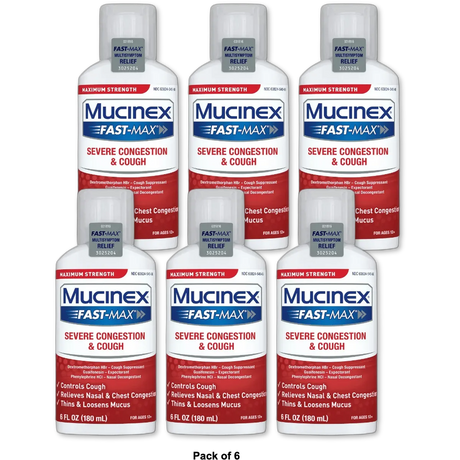 Mucinex Fast-Max Severe Congestion & Cough Relief Liquid 6Oz (Pack Of 6)