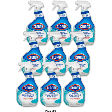 Clorox Bathroom Bleach Gel Multi Surface Cleaner Spray 30Oz (Pack of 9)