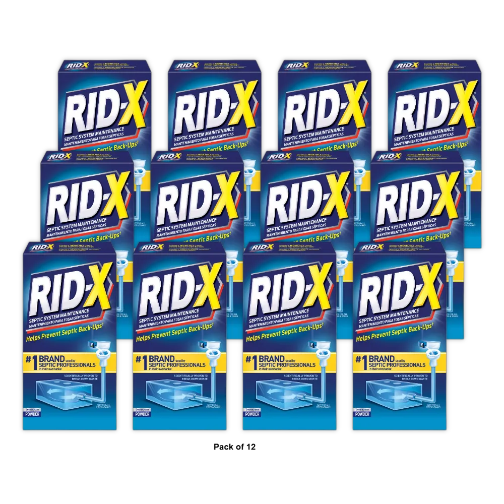 Rid-X Septic Tank System Treatment Powder9.8Oz (Pack of 12)