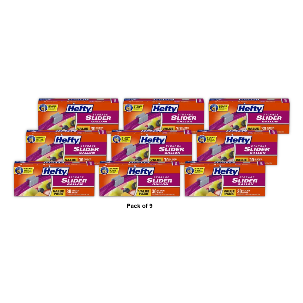 Hefty 1 Gallon Slider Storage Bags (Pack Of 9)