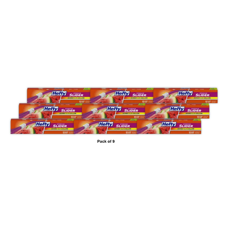 Hefty Jumbo Slider Storage Slider Bag 68.96oz (Pack of 9)