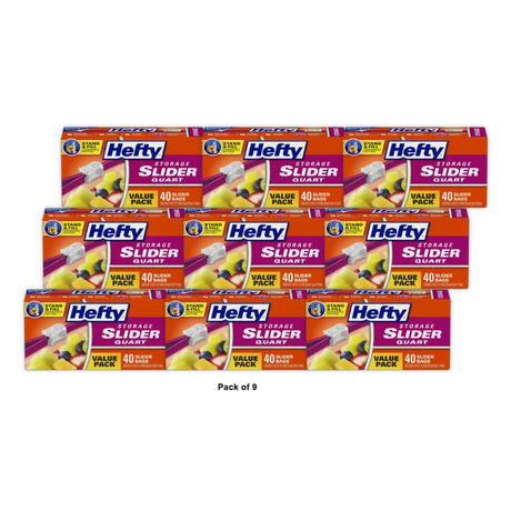 Hefty Quart Food Storage Slider Bag (Pack Of 9)