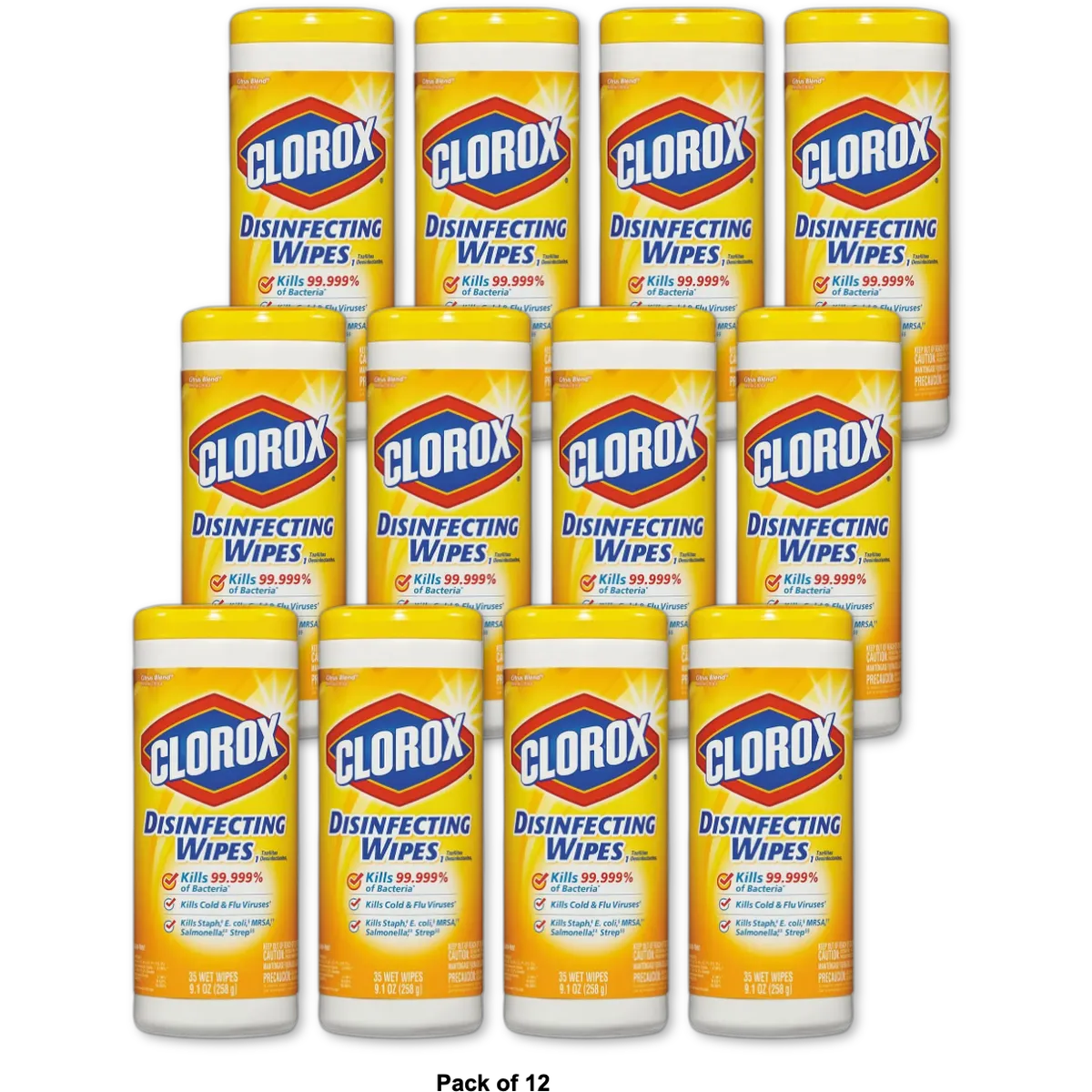 Clorox Disinfecting Wipes Lemon Fresh 9.1oz (Pack of 12)