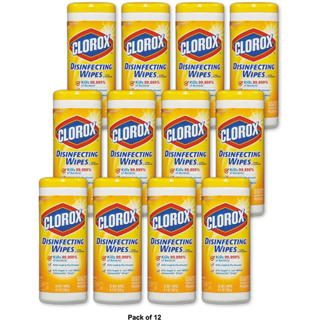 Clorox Disinfecting Wipes Lemon Fresh 9.1oz (Pack of 12)