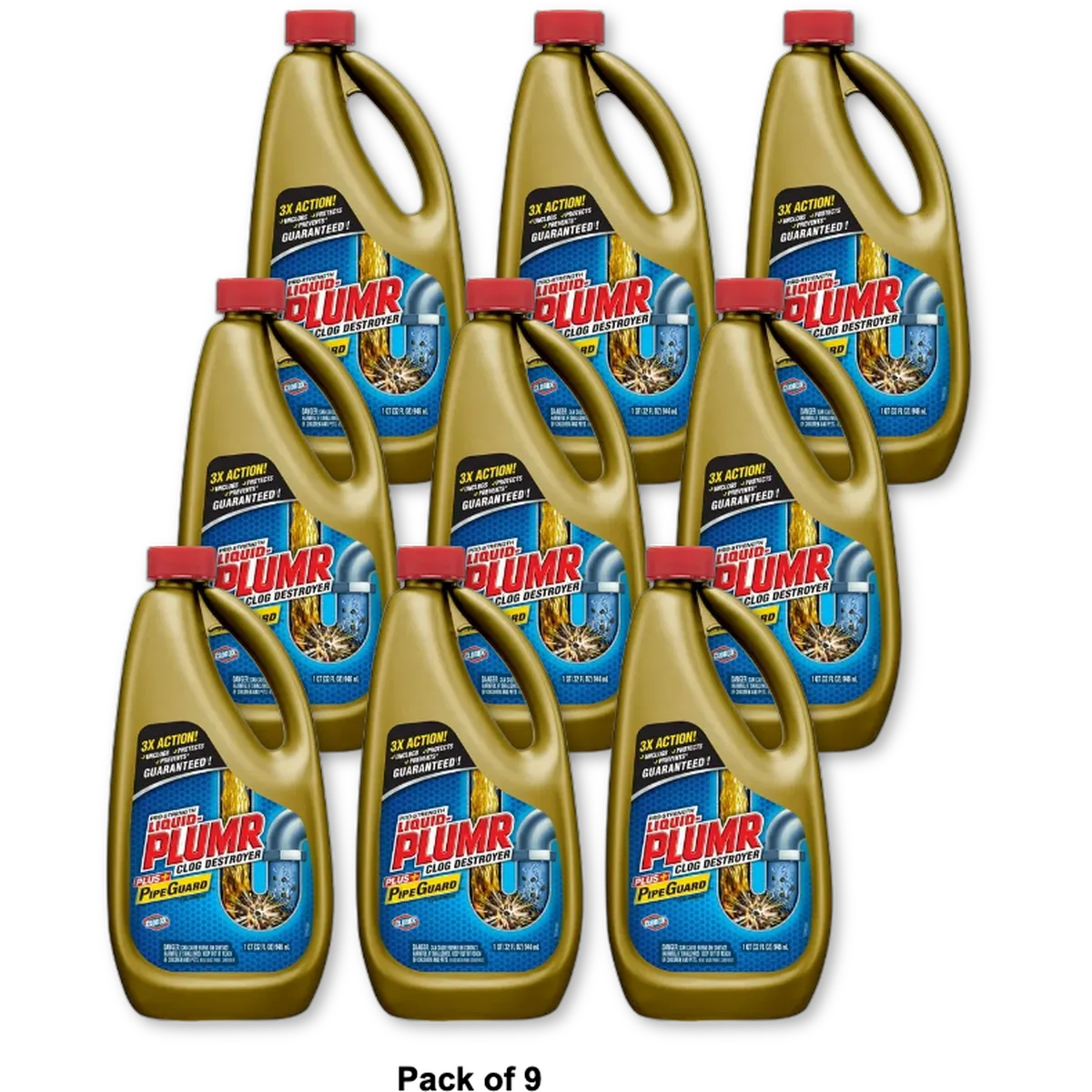 Clorox Professional Strength Liquid Plumr Gel Clog Remover 32Oz (Pack of 9)