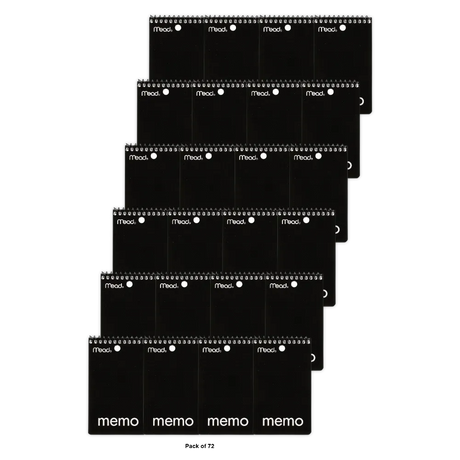 MEAD MEMO BOOK MEDIUM/COLLEGE RULE 3 X 5 IN WHITE 60 SHEETS ASSORTED (PACK OF 72)