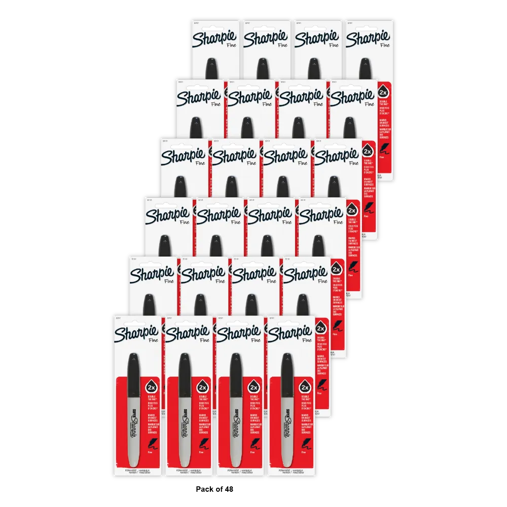 Sanford Sharpie Permanent Black Marker Fine Tip1 Ea 8.6oz (Pack of 48)