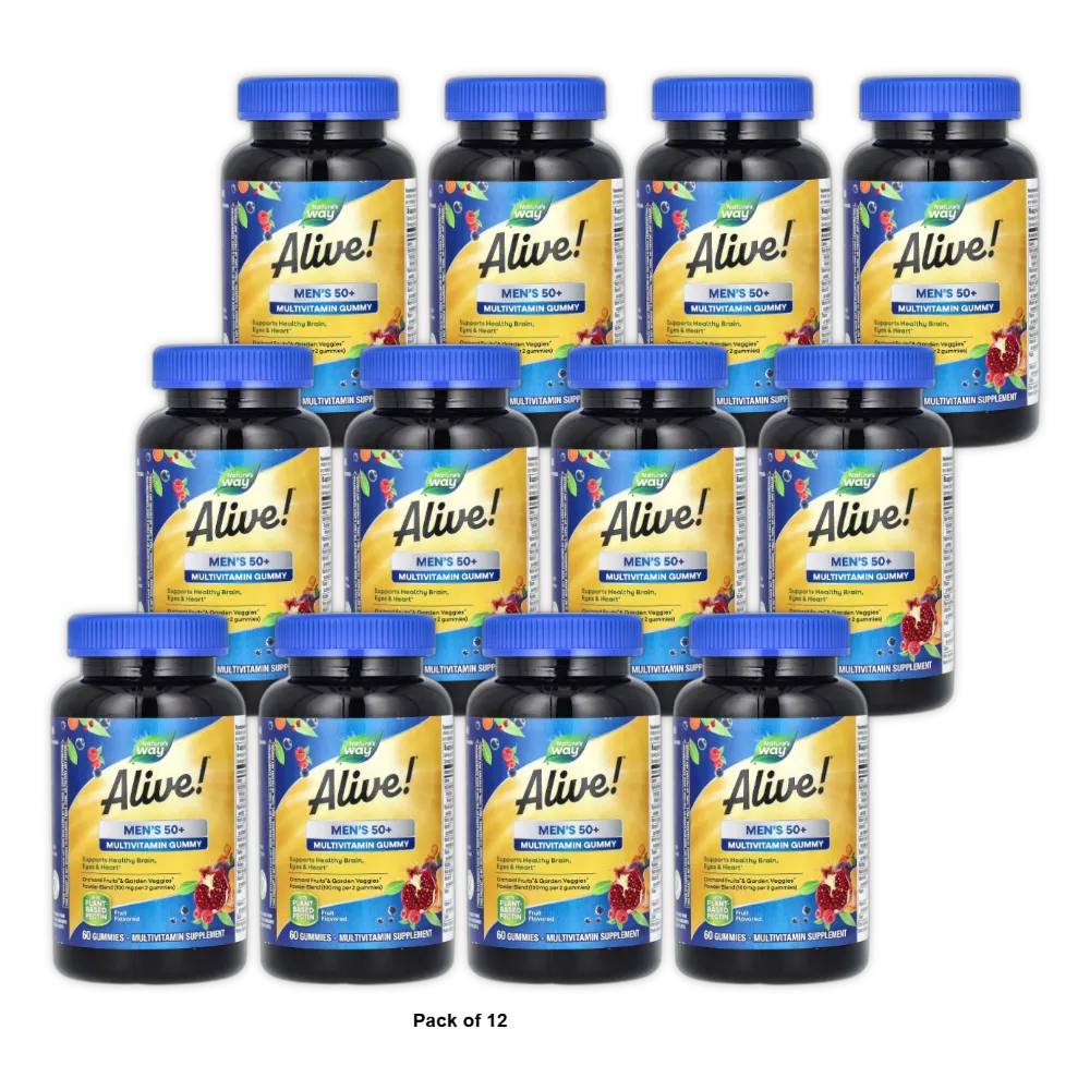 Natures Way Alive Mens 50 Plus Gummy Vitamins60 Ea 1Oz (Pack Of 12)