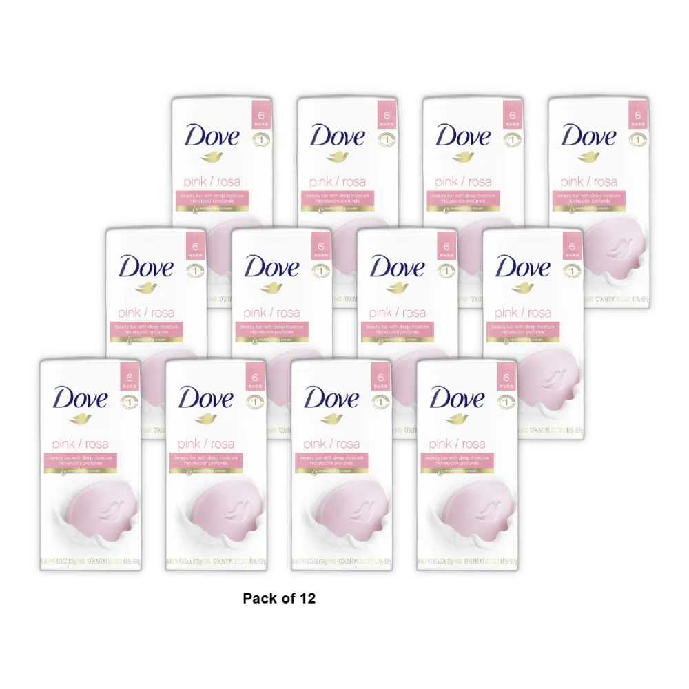 Dove Beauty Bar For Deep Moisture Pink And Rosa 6 Ea 3.75Oz (Pack of 12)