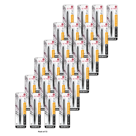 Zebra G 750 Premium Metal Barrel Retractable Gel Pen 1.1Oz (Pack of 72)