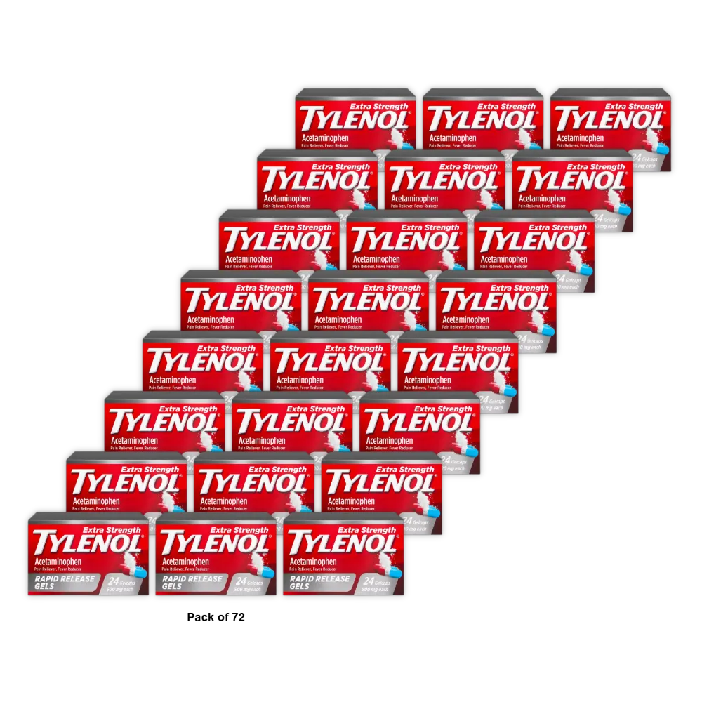 Tylenol Extra Strength Rapid Release Gelcaps For Adults 0.16Oz (Pack Of 72)
