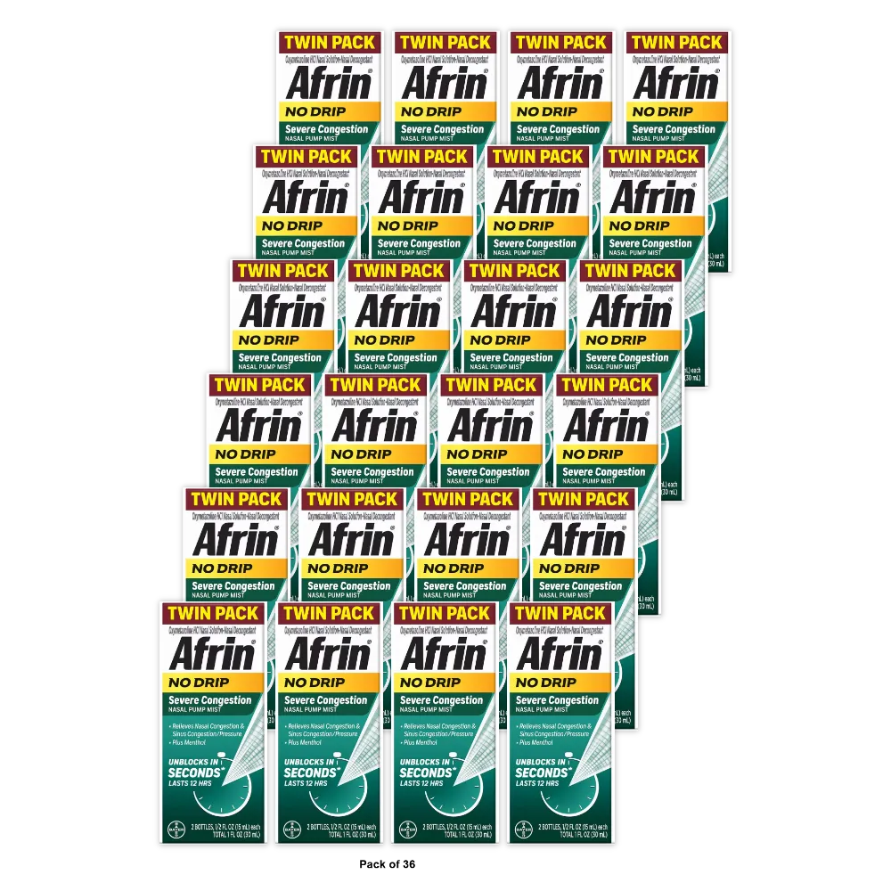 Afrin No-Drip Severe Congestion Twin Pack 1Oz (Pack of 36)