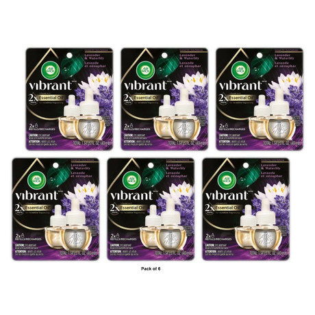 Air Wick Scented Oil Refill. Vibrant Lavender & Waterlily 1.34 Oz (Pack Of 6)