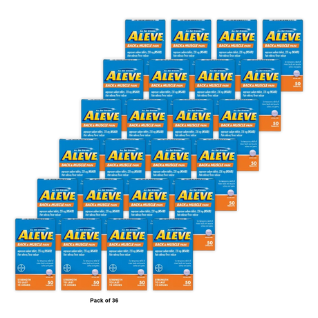 Aleve Back and Muscle Pain Tablets 50CT 1.552oz (Pack of 36)