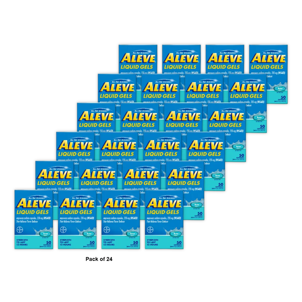 Aleve Liquid Gels Naproxen Sodium for Pain Relief 50 Count 3.69oz (Pack of 24)