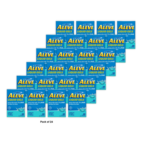 Aleve Liquid Gels Naproxen Sodium for Pain Relief 50 Count 3.69oz (Pack of 24)