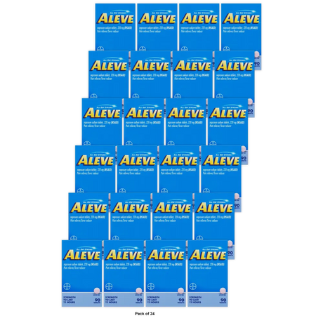 Aleve Naproxen Sodium Tablets Pain Reliever / Fever Reducer 90ct Exp 11/2023 1oz (Pack of 24)
