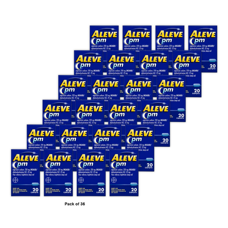Aleve Pain Relief and Nighttime Sleep Aid Naproxen Sodium Caplets 20 Count 1.264oz (Pack of 36)