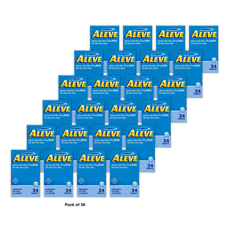 Aleve Pain Relief Naproxen Sodium 24 Tablets 1.28oz (Pack of 36)