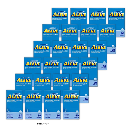 Aleve Tablets 50 Count - New Pack 3.69oz (Pack of 36)