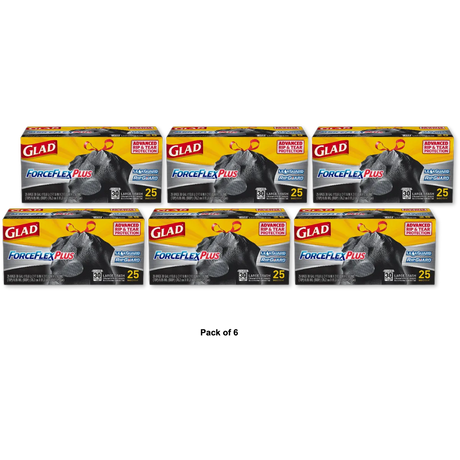 Glad ForceFlex Extra Strong Outdoor Drawstring Large Trash Bags  29.8 Oz (Pack of 6)